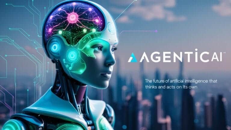 Create feature Image on this topic _Agentic AI_ The Future of Artificial Intelligence That Thinks and Acts on Its Own_